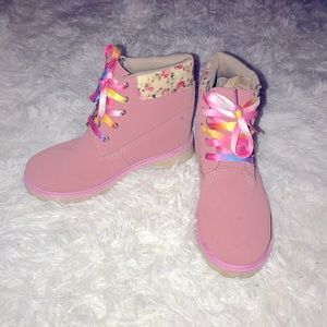 Pink Floral | Ankle Boots